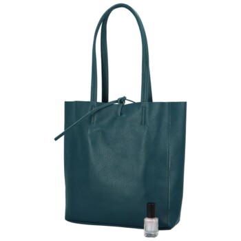 Dámska tmavo tyrkysová kožená kabelka cez rameno - ItalY Noox Two