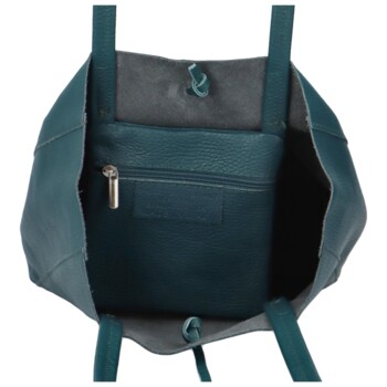 Dámska tmavo tyrkysová kožená kabelka cez rameno - ItalY Noox Two