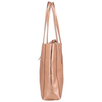 Dámska ružovo zlatá kožená kabelka cez rameno - ItalY Noox Lami Two