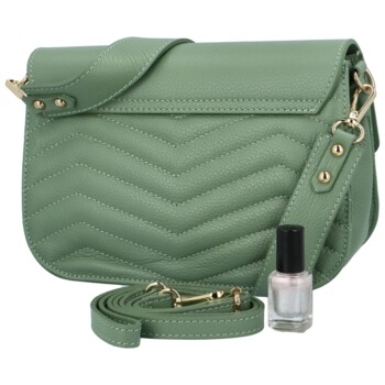 Dámska kožená crossbody kabelka šedozelená - Delami Inelly