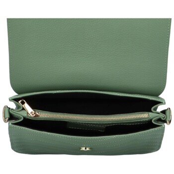Dámska kožená crossbody kabelka šedozelená - Delami Inelly