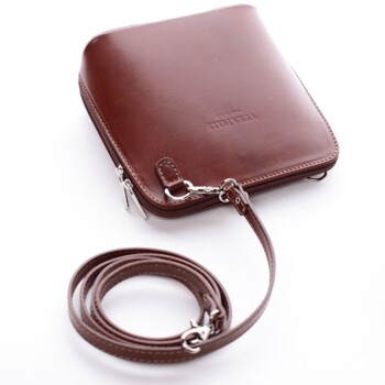 Dámska kožená crossbody kabelka tmavo hnedá - Delami Hannah