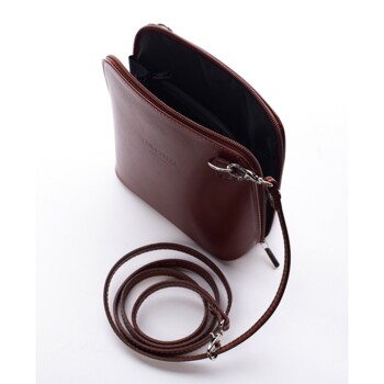 Dámska kožená crossbody kabelka tmavo hnedá - Delami Hannah