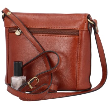 Dámska kožená crossbody kabelka hnedá - Katana Elvírana