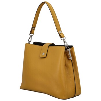 Dámska kožená kabelka do ruky tmavožltá - ItalY Auren