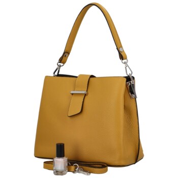Dámska kožená kabelka do ruky tmavožltá - ItalY Auren