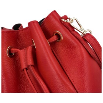 Dámska kožená kabelka cez plece červená - Delami Volira