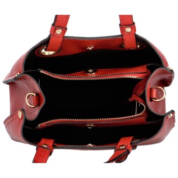Dámska kožená kabelka červená - Delami Roseli