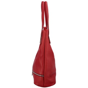 Dámska kožená mäkká kabelka cez plece malinovočervená - ItalY Nellis