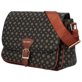 Trendy dámska crossbody kabelka s módnou potlačou čierno-hnedá - Coveri Segunda