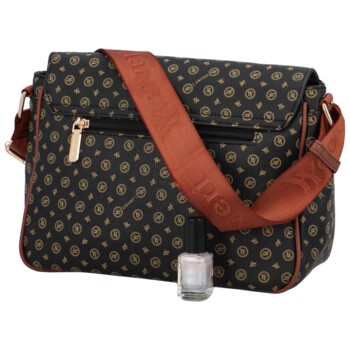 Trendy dámska crossbody kabelka s módnou potlačou čierno-hnedá - Coveri Segunda