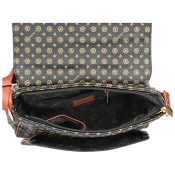 Trendy dámska crossbody kabelka s módnou potlačou čierno-hnedá - Coveri Segunda