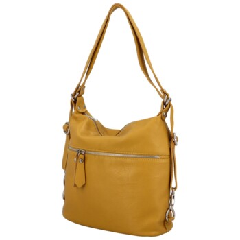 Dámska kožená kabelka batoh žltá - ItalY Nadinea