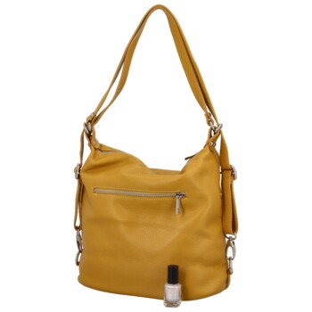 Dámska kožená kabelka batoh žltá - ItalY Nadinea