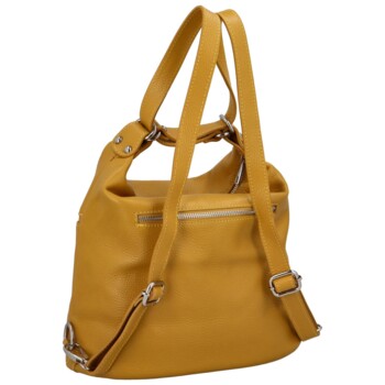 Dámska kožená kabelka batoh žltá - ItalY Nadinea