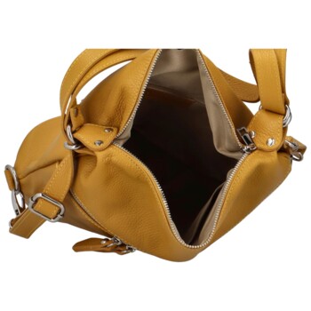 Dámska kožená kabelka batoh žltá - ItalY Nadinea