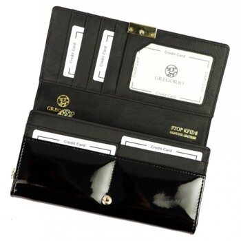 Dámska kožená lakovaná peňaženka čierna - Gregorio Shantalla