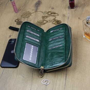 Dámska kožená púzdrová peňaženka zelená - Gregorio Luziana