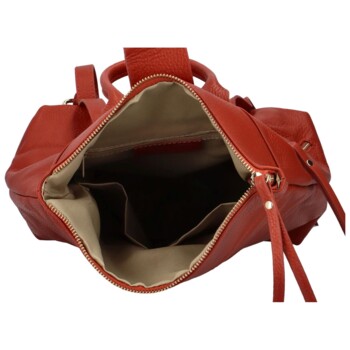 Dámsky kožený batoh tehlovo červený - ItalY Ahmedus