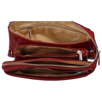 Dámska kožená crossbody kabelka tmavo červená - Katana Isola