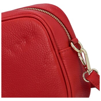 Dámska kožená crossbody kabelka malinovočervená -  ItalY Kriane G