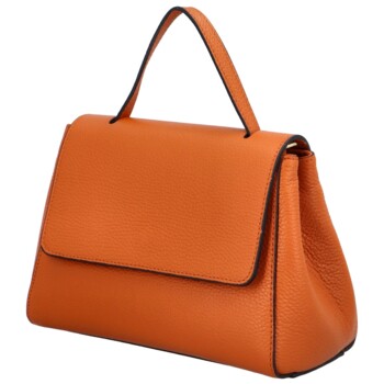 Dámska kožená kabelka do ruky oranžová - Delami Vera Pelle Fatismy