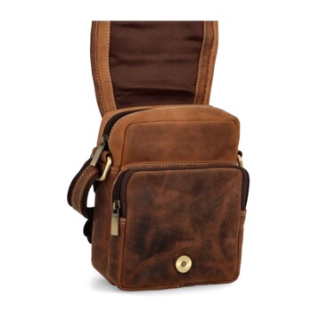 Pánska kožená crossbody/taška hnedá brúsená - Diviley Ethan