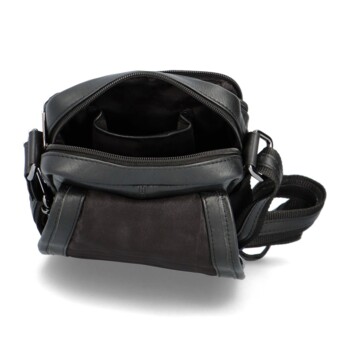 Pánska kožená crossbody/taška čierna - Diviley Ethan
