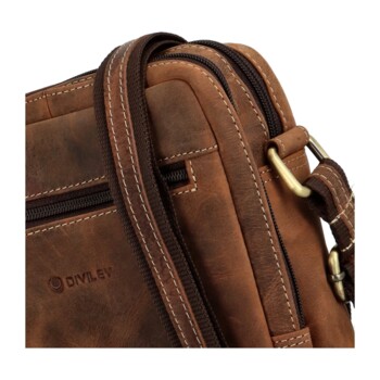 Pánska kožená crossbody/taška hnedá brúsená - Diviley Jacob