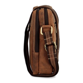 Pánska kožená crossbody/taška hnedá brúsená - Diviley Jacob