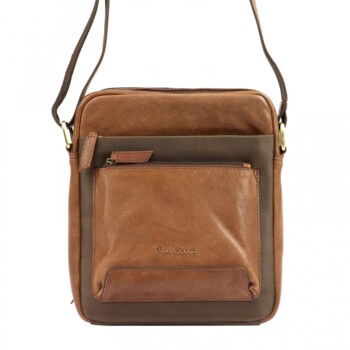 Pánska kožená crossbody taška camel - Pierre Cardin Izarr