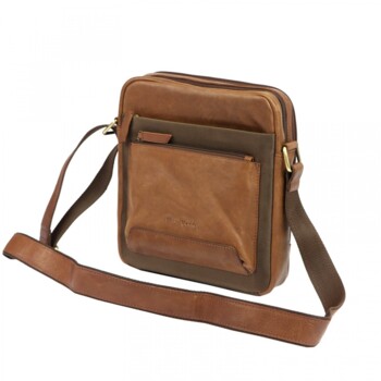 Pánska kožená crossbody taška camel - Pierre Cardin Izarr