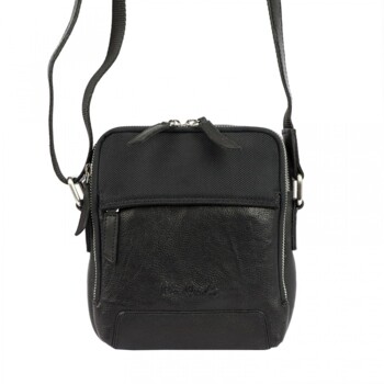 Pánska kožená crossbody taška čierna - Pierre Cardin Farenn
