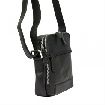 Pánska kožená crossbody taška čierna - Pierre Cardin Farenn
