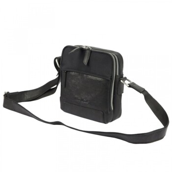 Pánska kožená crossbody taška čierna - Pierre Cardin Farenn