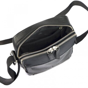 Pánska kožená crossbody taška čierna - Pierre Cardin Farenn