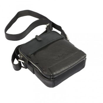 Pánska kožená crossbody taška čierna - Pierre Cardin Farenn