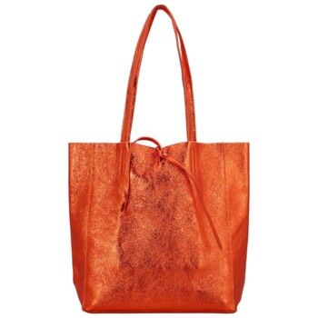 Dámska kožená kabelka oranžová - Delami Vera Pelle Ernesta