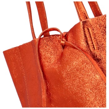 Dámska kožená kabelka oranžová - Delami Vera Pelle Ernesta