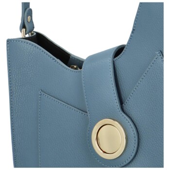 Dámska kožená kabelka cez plece džínsová modrá - Delami Vera Pelle Andaroi