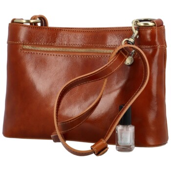 Dámska kožená crossbody kabelka koňaková - Delami Orienty