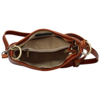 Dámska kožená crossbody kabelka koňaková - Delami Orienty