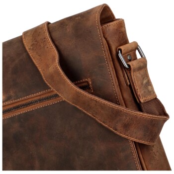 Pánska kožená crossbody/taška khaki - Greenwood Maxvell