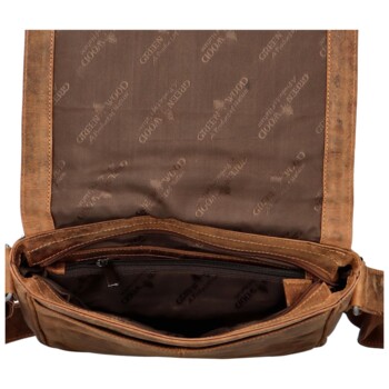 Pánska kožená crossbody/taška khaki - Greenwood Maxvell