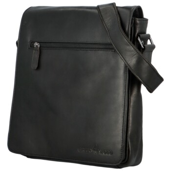 Pánska kožená crossbody/taška čierna - Greenwood Maxvell