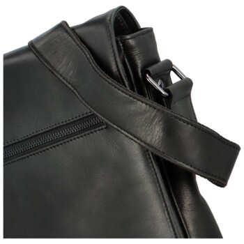 Pánska kožená crossbody/taška čierna - Greenwood Maxvell