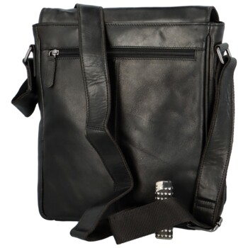 Pánska kožená crossbody/taška čierna - Greenwood Maxvell
