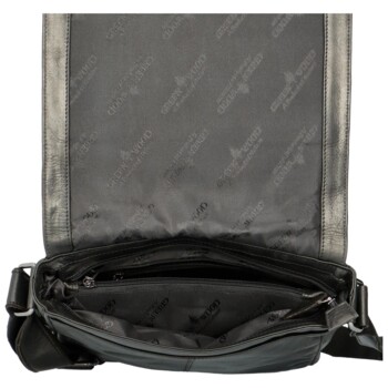 Pánska kožená crossbody/taška čierna - Greenwood Maxvell
