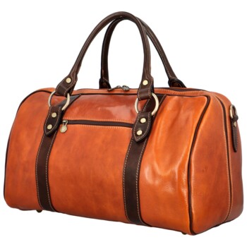 Cestovná kožená taška koňakovo/hnedá - Delami Vera Pelle Petrit