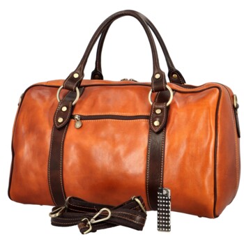 Cestovná kožená taška koňakovo/hnedá - Delami Vera Pelle Petrit